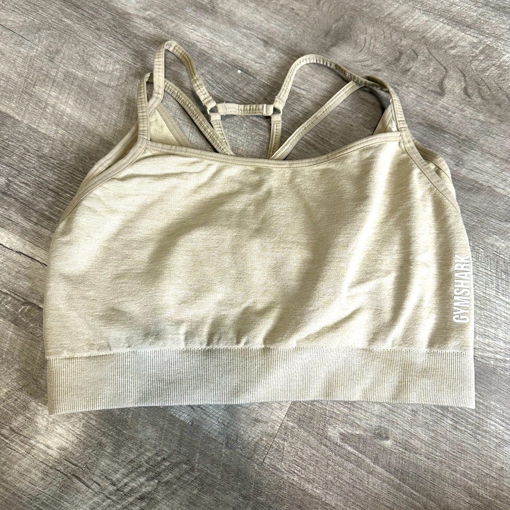 Gymsharkk Double Layer Bra Cross Straps - Size L - Smoke Free Home - Taupe
